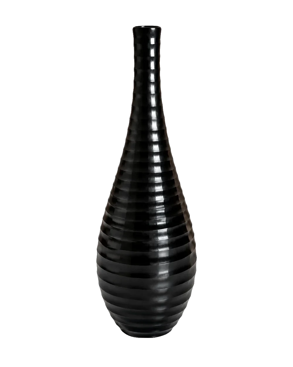 Garrafa preta em vidro lapidado, 54 cm
