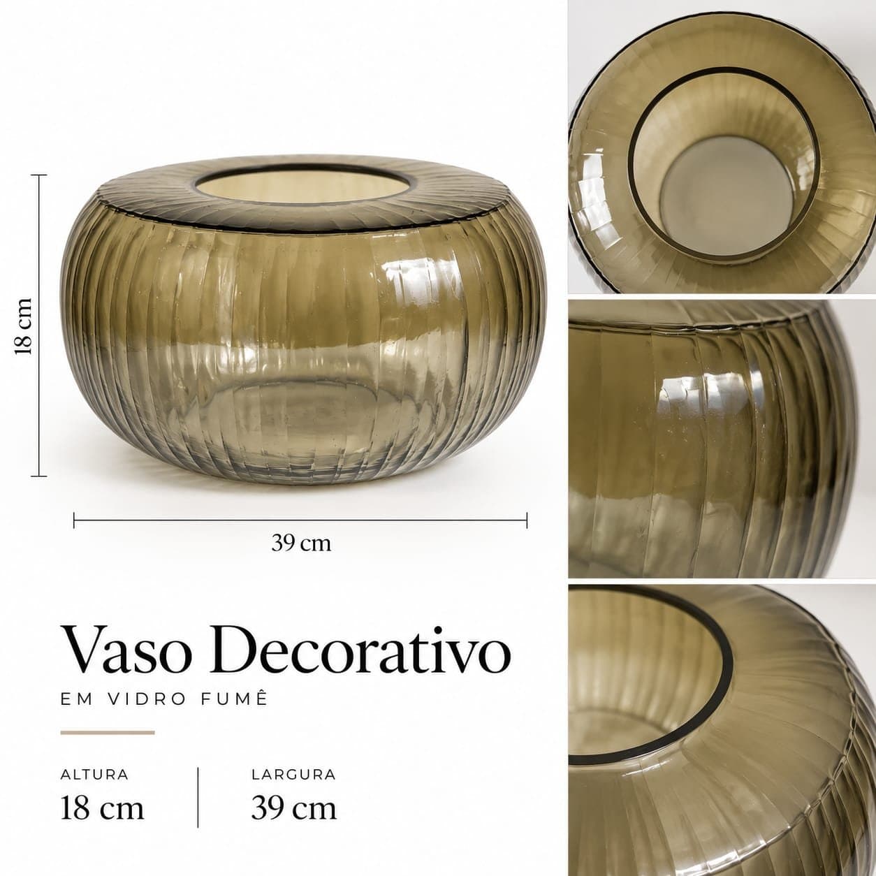 Vaso em vidro lapidado dourado